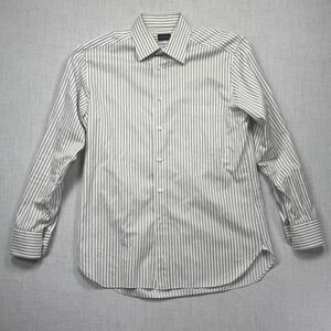 Ermenegildo Zegna Button Front Shirt Gray Striped Workwear Size 42 16.5